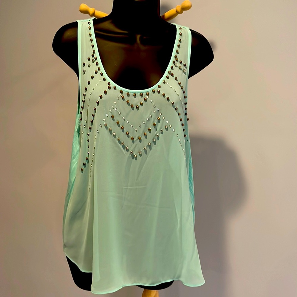 BCX Teal Sheer Tank Top